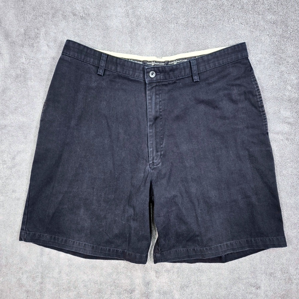 Chaps Ralph Lauren Chino Shorts‎ Mens 36 Navy Blue Good Cotton Flat Front 70901M - Picture 2 of 16